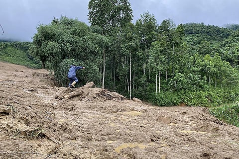 Vietnam Typhoon Yagi: Mud and debris bury houses in Lang Nu hamlet